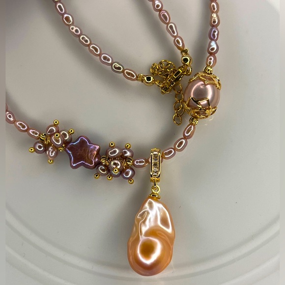 Gorgeous! Handmade Freshwater Edison Keshi Flameball Removable Pendant Necklace - Picture 3 of 4